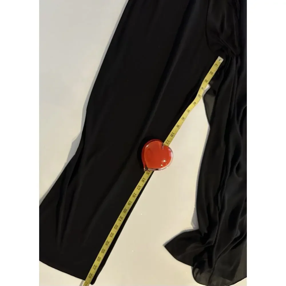 LAST TANGO Womens Jumpsuit Size Med Black Chiffon Overlay Vacation Travel Career